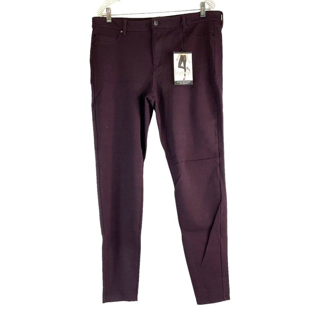 Liverpool Leggings Women's Sz 16 Aubergine Skinny Stretch Ponte Jeggings $98 Nwt